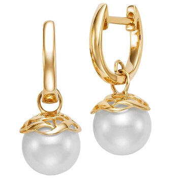 18KT Yellow Gold Freshwater Cultured Pearl Earrings