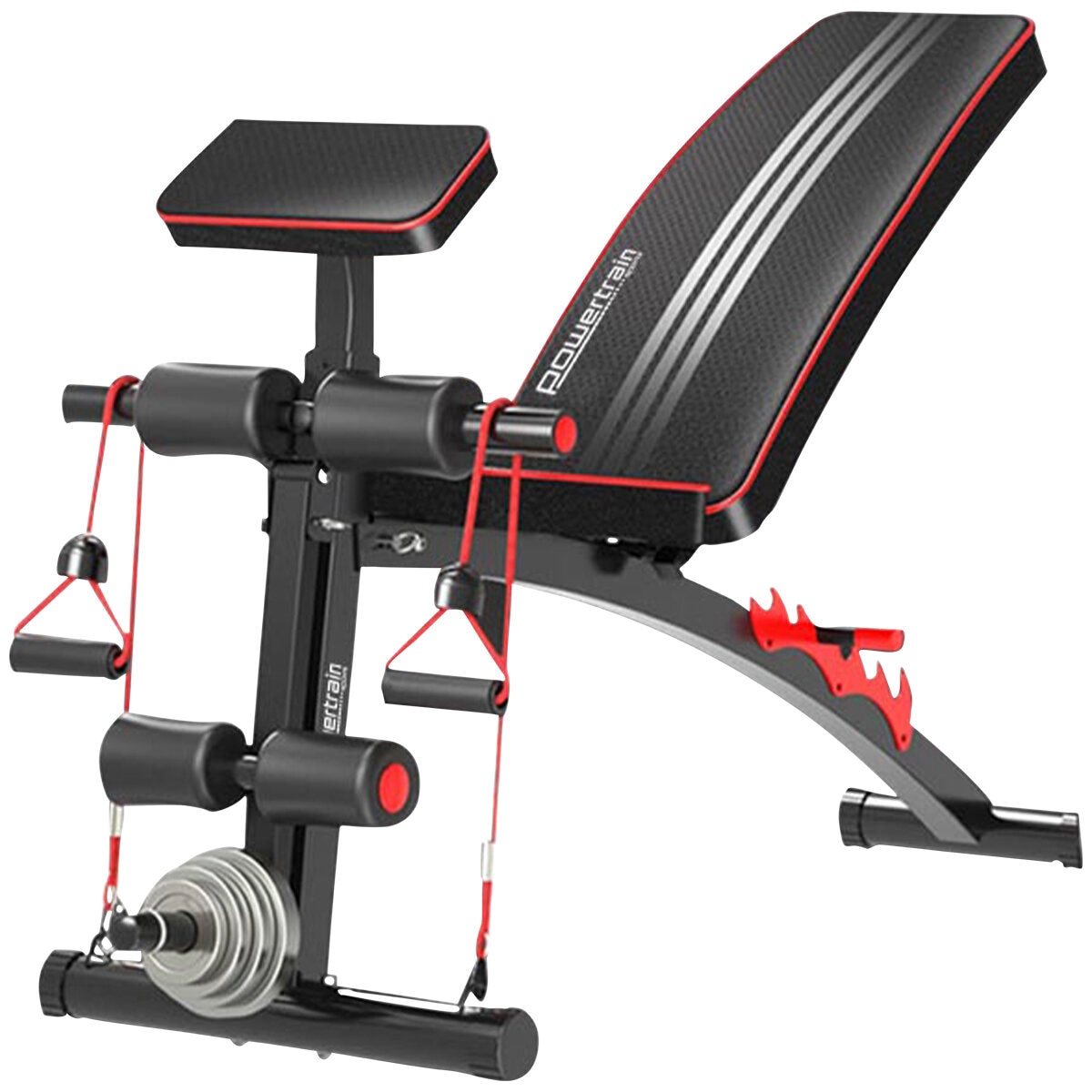 Powertrain Adjustable FID Home Gym Bench with Preacher Curl Pad