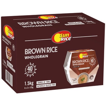 SunRice Brown Rice Microwave Quick Cups 12x125g