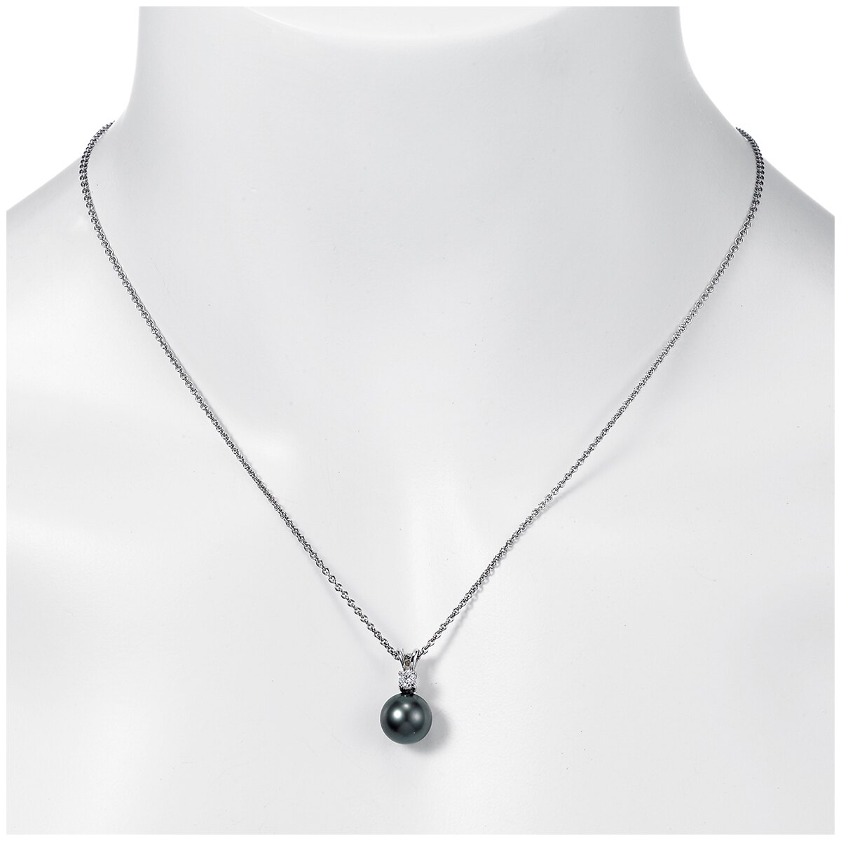 18KT White Gold Tahitian Pearl and Diamond Pendant Costco Australia
