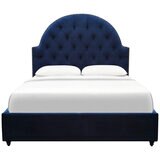 Moran Princess Queen BedHead With Encasement With Slatted Base Plush Indigo