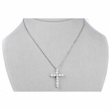 18KT White Gold 2.0ctw Round Diamond Adjustable Cross Pendant