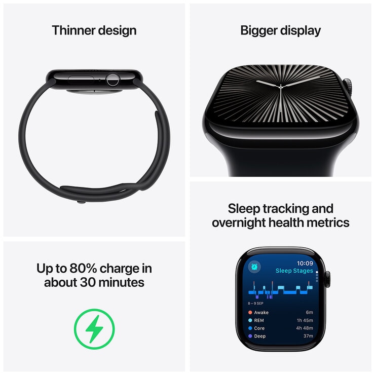 Apple Watch Series 10 GPS 42mm Silver Aluminium Case with Blue Cloud Sport Loop