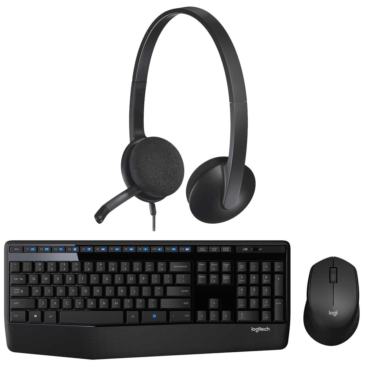 Logitech MK345 Wireless Keyboard And Mouse Combo And H340 Headset Bundle 920-012926