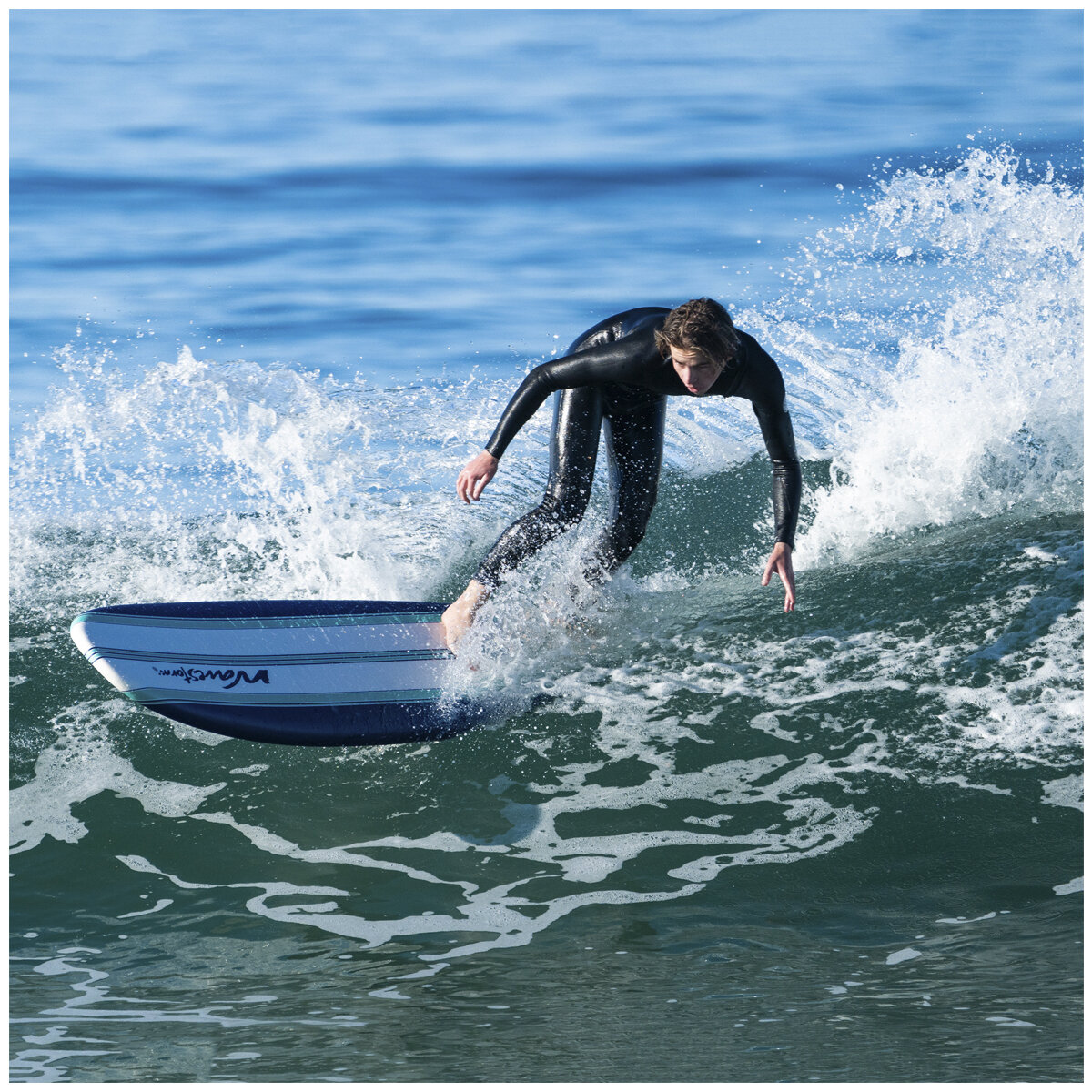 Wavestorm Classic Surfboard 2.4m Blue White Aqua