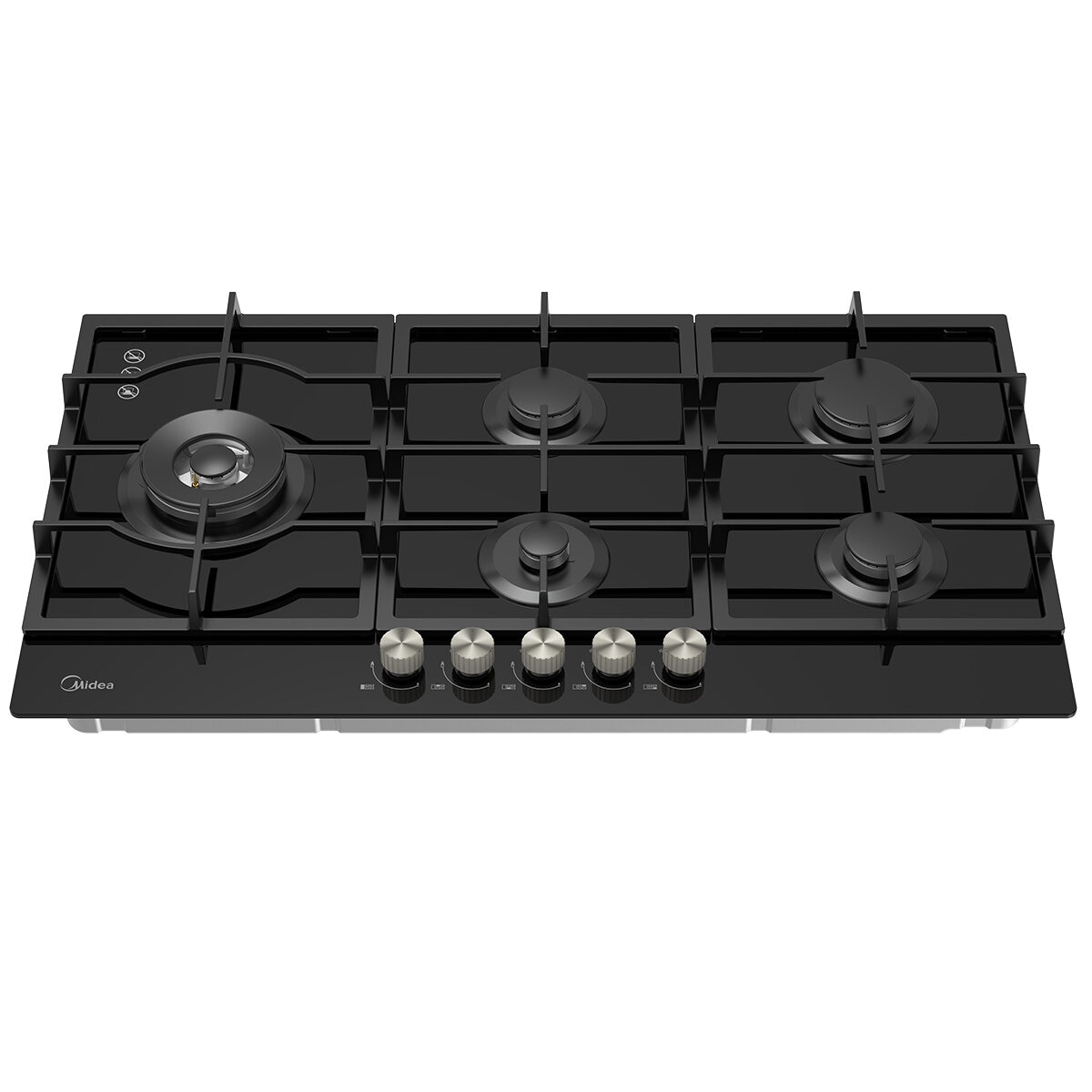 Midea 90cm Black Glass Gas Cooktop Black MCG90GBL