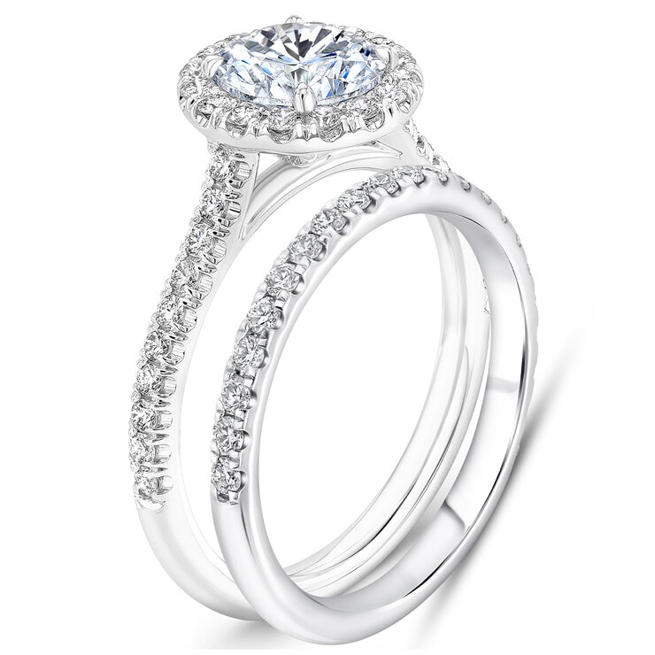 18KT White Gold 1.68ctw Diamond Bridal Set With 1.00ctw Centre