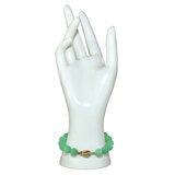 14KT YG Dyed Green Jade Carved Beads Knot Bracelet