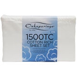 Onkaparinga Cotton Rich 1500TC Sheet Set 4 Piece King White