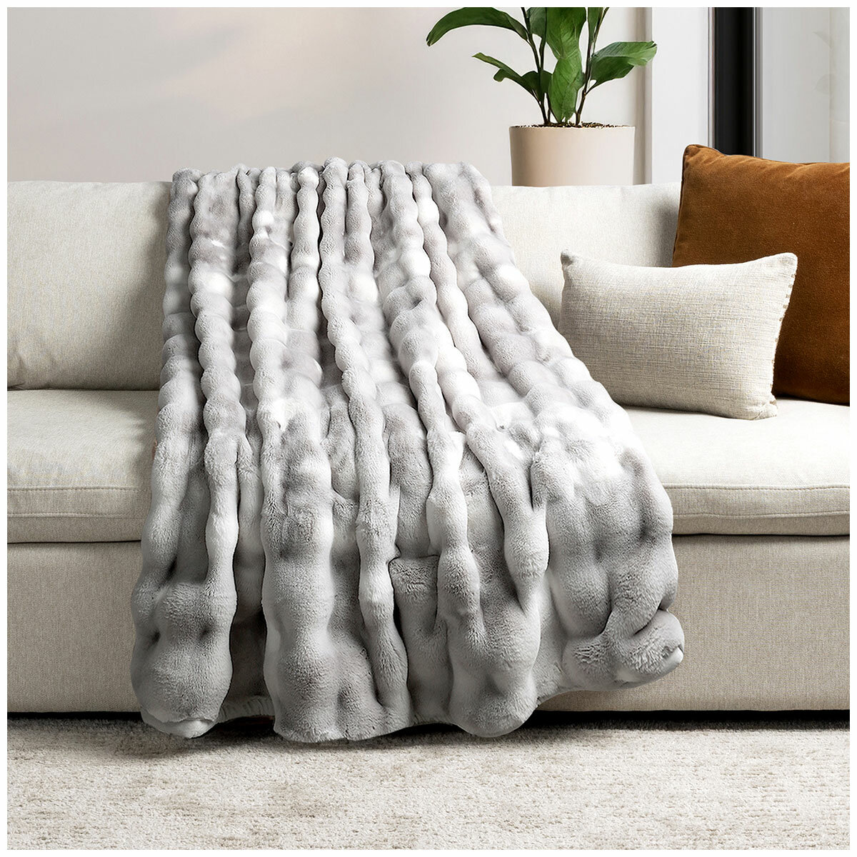 House & Home Bubble Faux Fur Throw 152cm x 177cm