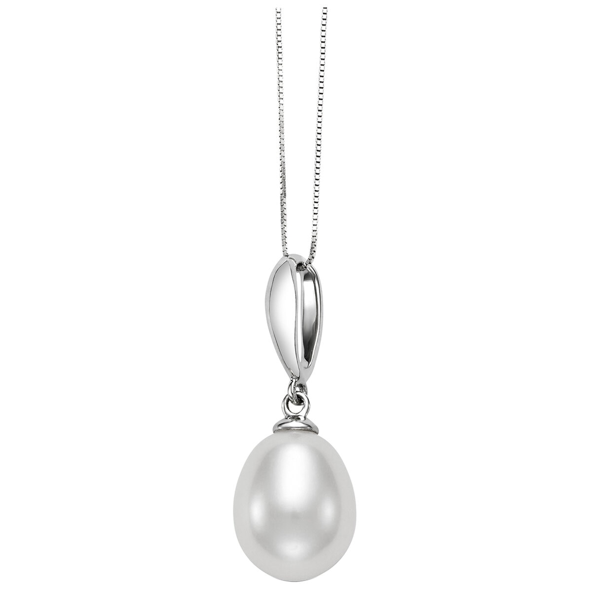 14KT White Gold 9.5-10mm Cultured Freshwater Pearl Pendant