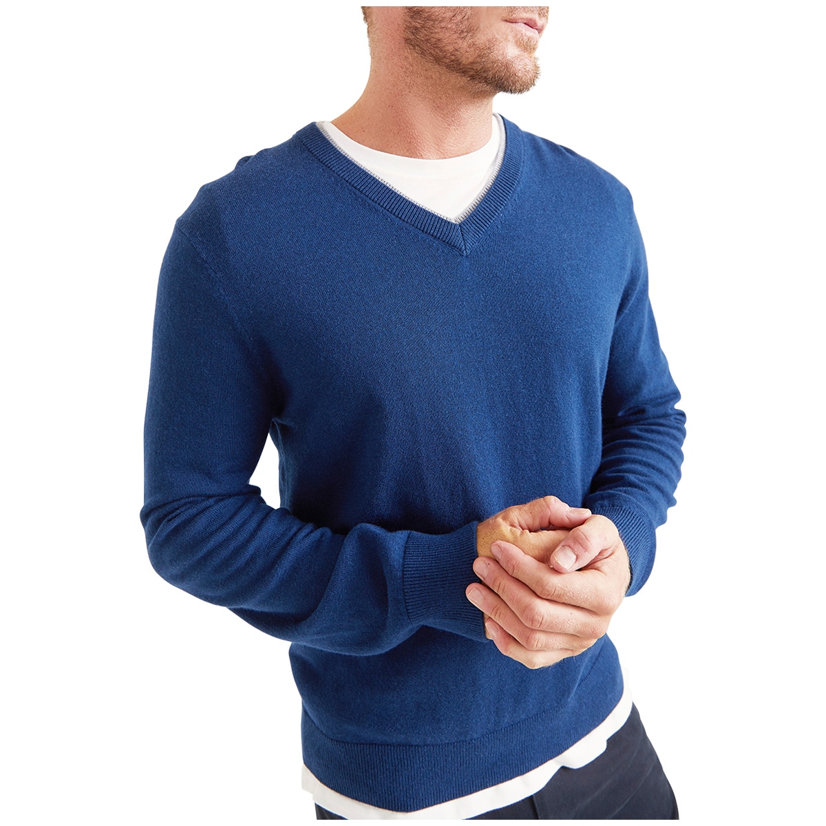 Sportscraft Men's Double V Neck Knit Sweater Ink