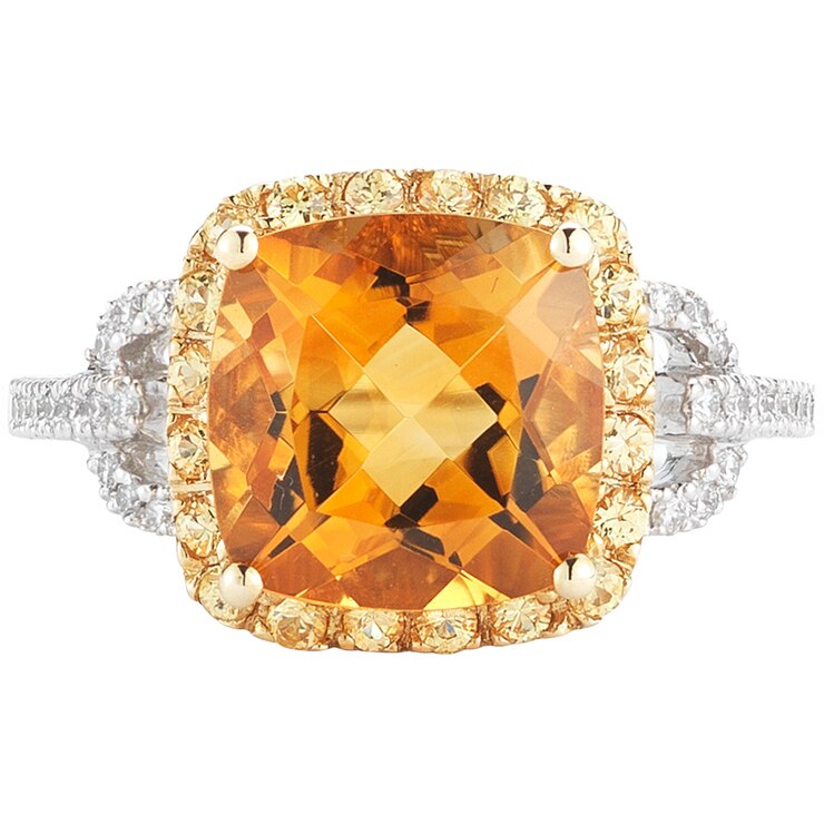 18KT Two Tone Citrine, Yellow Sapphire and Diamond Ring Costco Australia