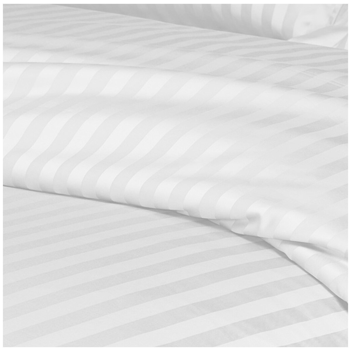 Kingtex 1200TC Egyptian Cotton Sateen Stripe Quilt Cover Set Queen - White