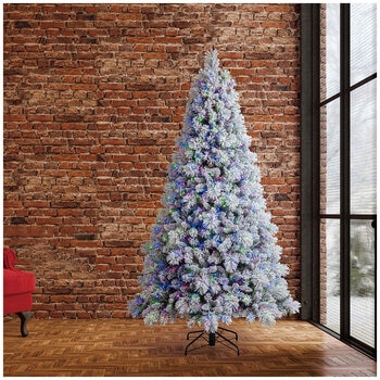 Pre-Lit Glitter Flocked Cashmere Artificial Christmas Tree 2.29m