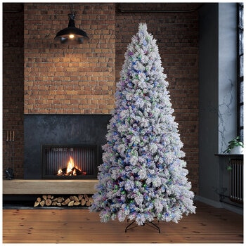 Pre-Lit Glitter Flocked Cashmere Artificial Christmas Tree 2.74M
