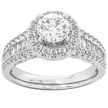 18KT White Gold 2.00ctw Round Diamond 0.90ctw Centre Ring