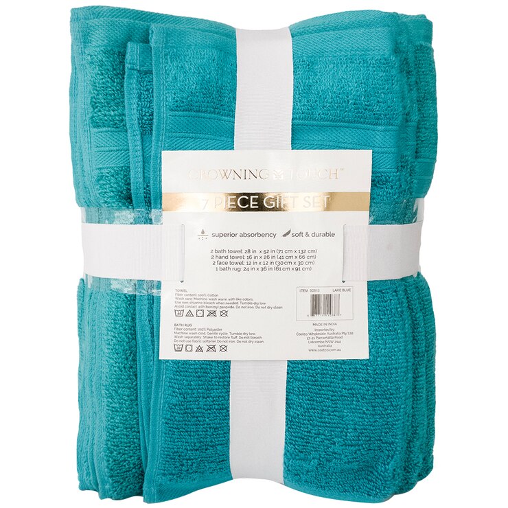 Crowning Touch Towel Gift Set 7pc Lake Blue Costco Australia