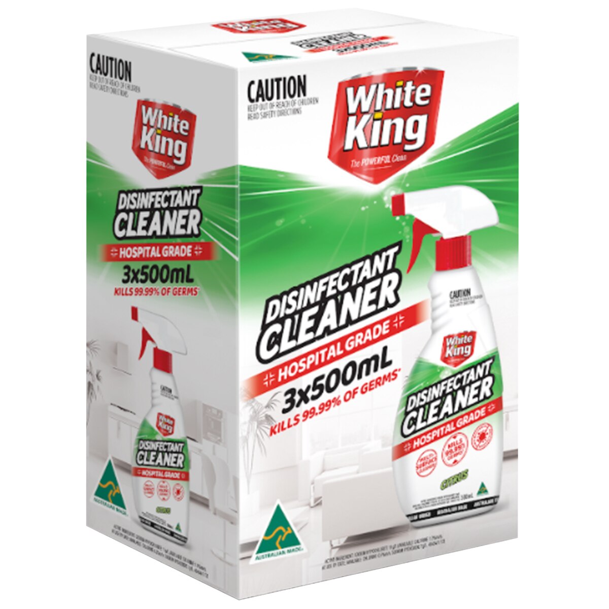 White King Disinfectant Cleaner Spray 6 x 500ml Costco