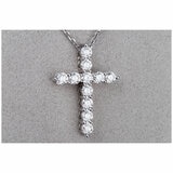 18KT White Gold 2.0ctw Round Diamond Adjustable Cross Pendant