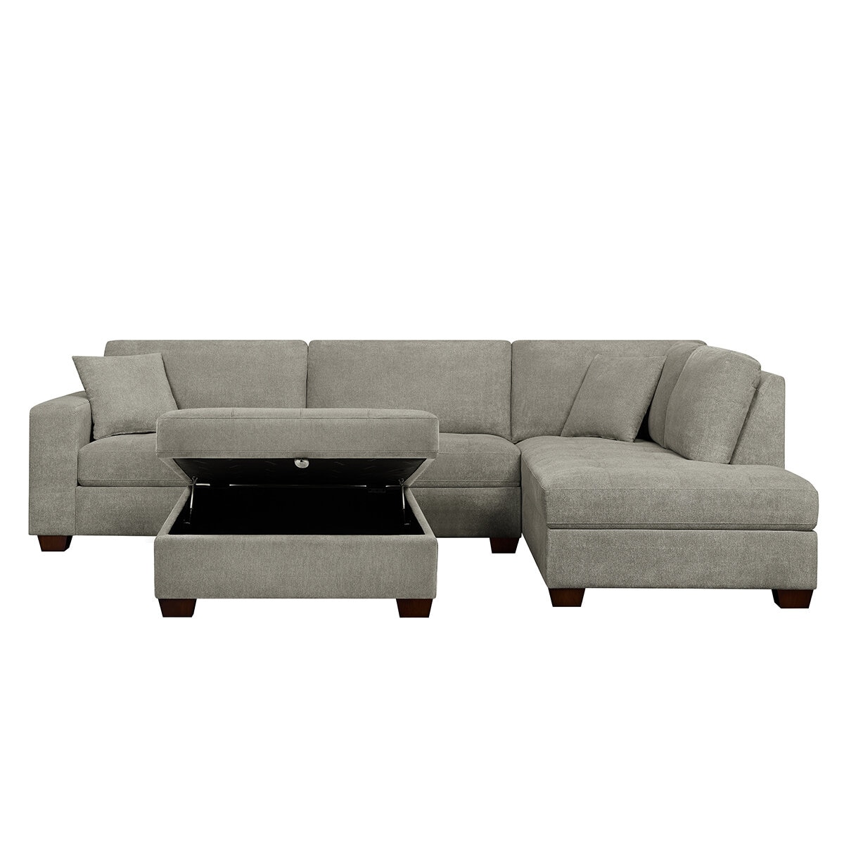 Thomasville Fabric Sectional With Storage Ottoman