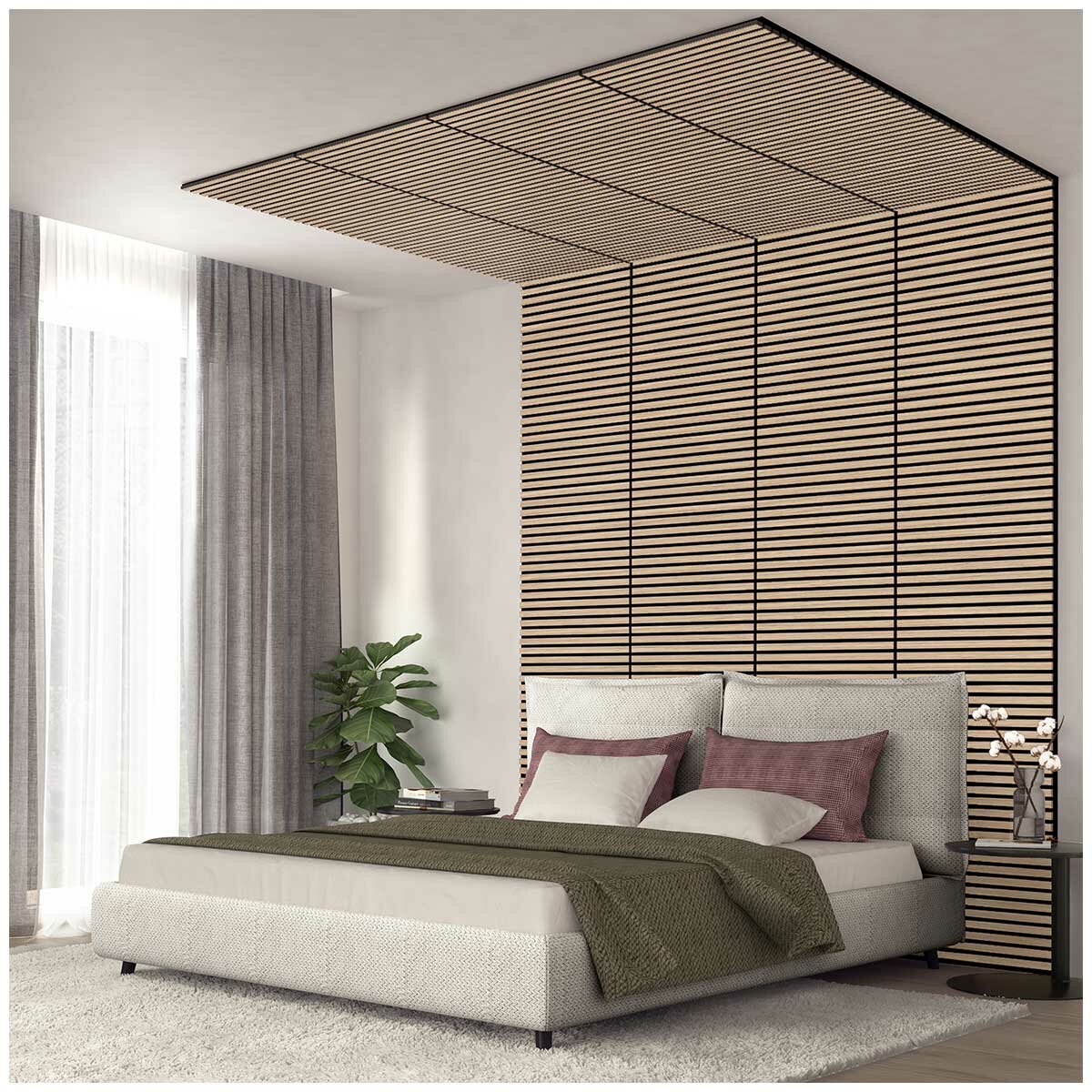 Artika Sonolok Sound-Absorbing Slatted Wall Panel Kit - Oak & Black