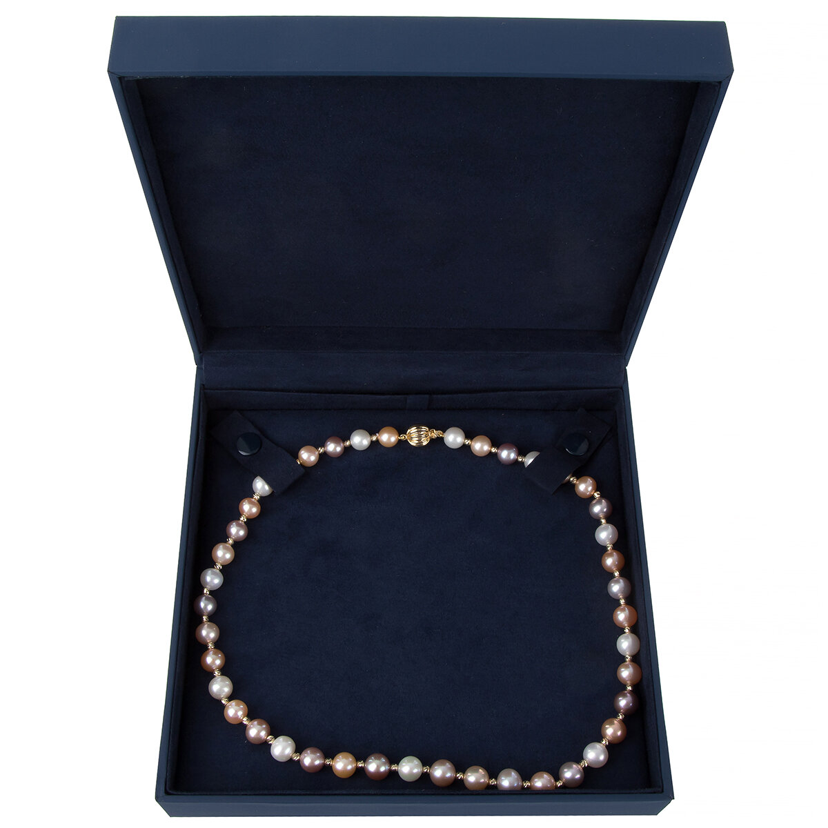 18KT Yellow Gold Cultured Freshwater Pearl And Multi Cut Bead Necklace