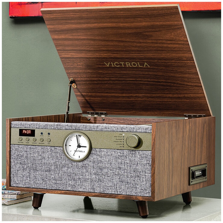 Victrola Century Signature+ 6-in-1 Wood Record Player Walnut VTA-830SB-WLN-INT