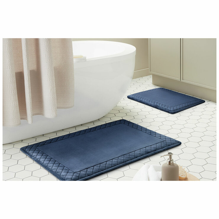 Town & Country Memory Foam Bath Rug 2 Pack Dress Blue
