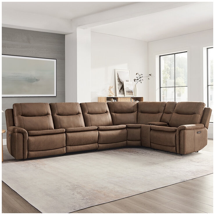 GilmanCreek Fabric Power Reclining Sectional With Power Headrests
