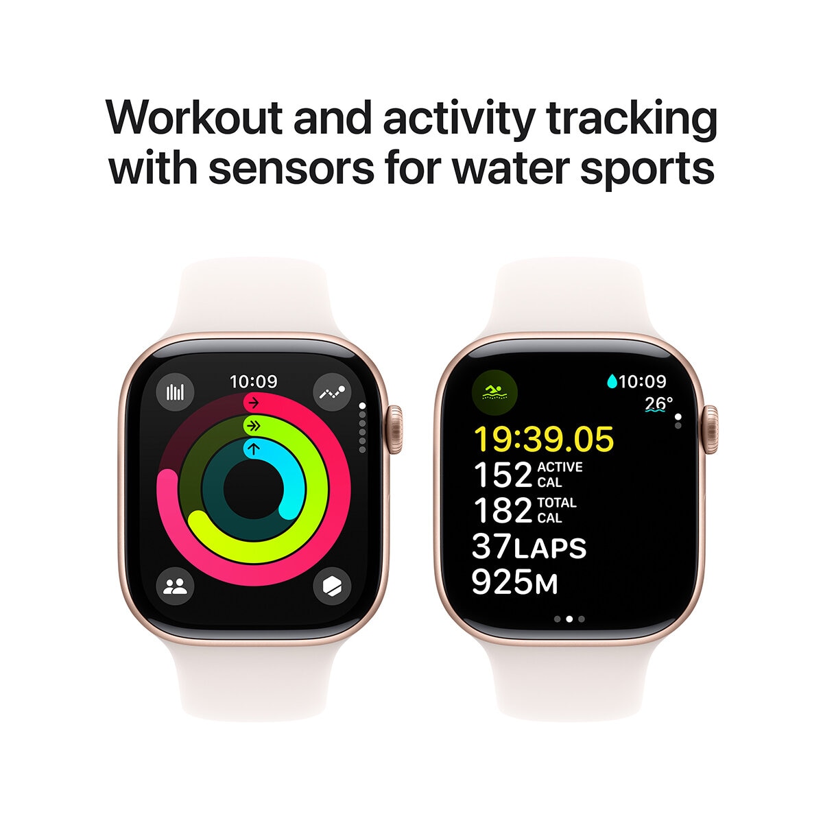 Apple Watch Series 10 GPS 46mm Rose Gold Aluminium Case with Light Blush Sport Band S/M