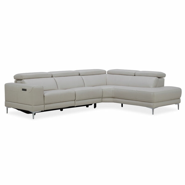 Aiden & Ivy Leather Power Sectional With Ratchet Headrest