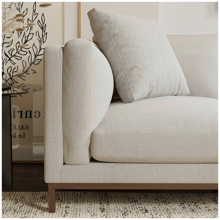 Valencia Bergen Fabric Sectional Lounge Right Chaise Beige