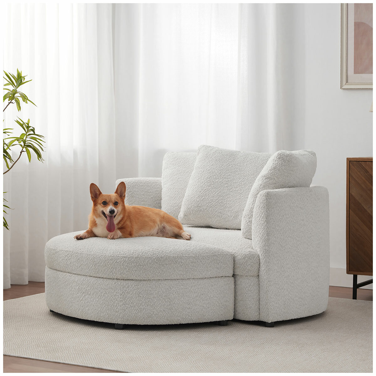 Aiden & Ivy Fabric Accent Chair With Storage Ottoman