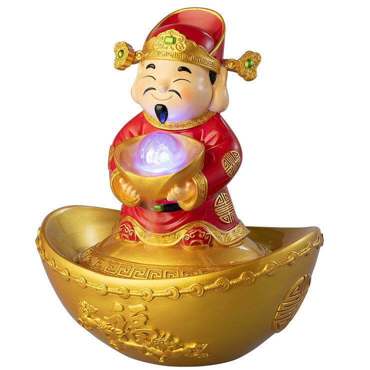 God Of Wealth Water Fountain 22cm