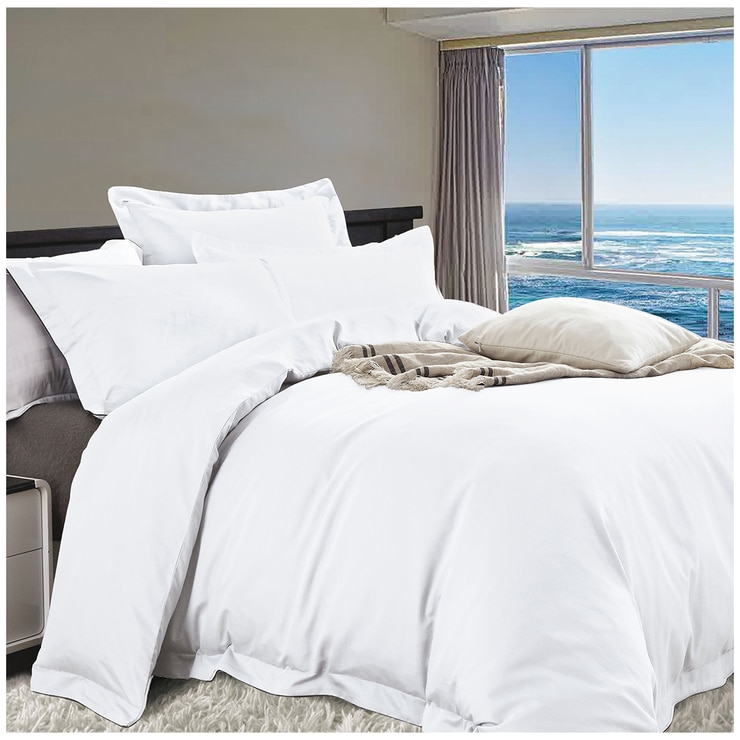 Deluxe 1200 TC Cotton Rich King Quilt Cover Set White Costco Australia