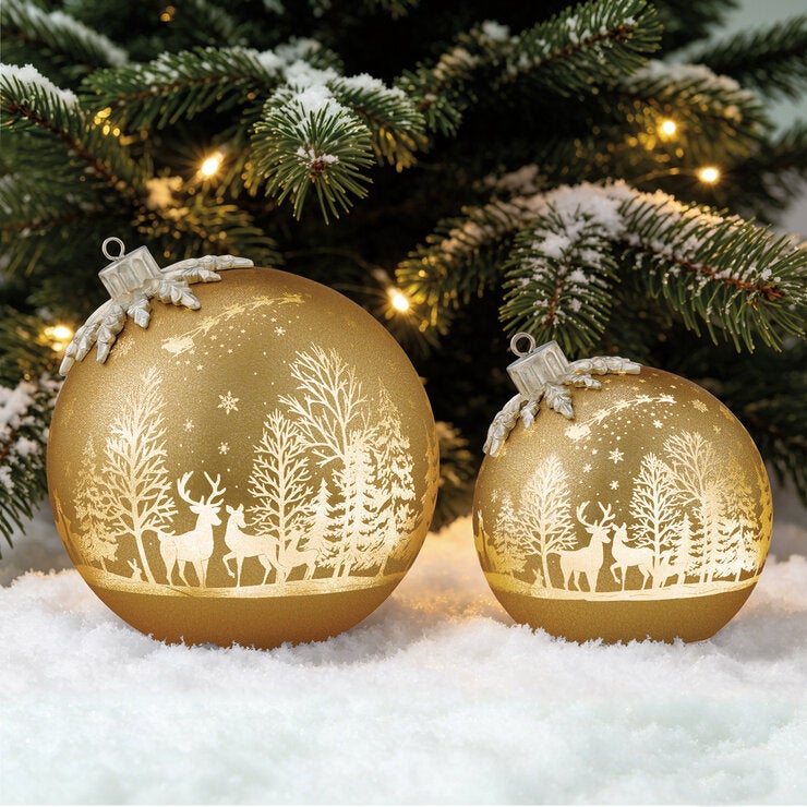 Seasonal Rotating Glass Balls Assortment 2 Piece Set Gold Seasonal Rotating Glass Balls Assortment 2 Piece Set Gold