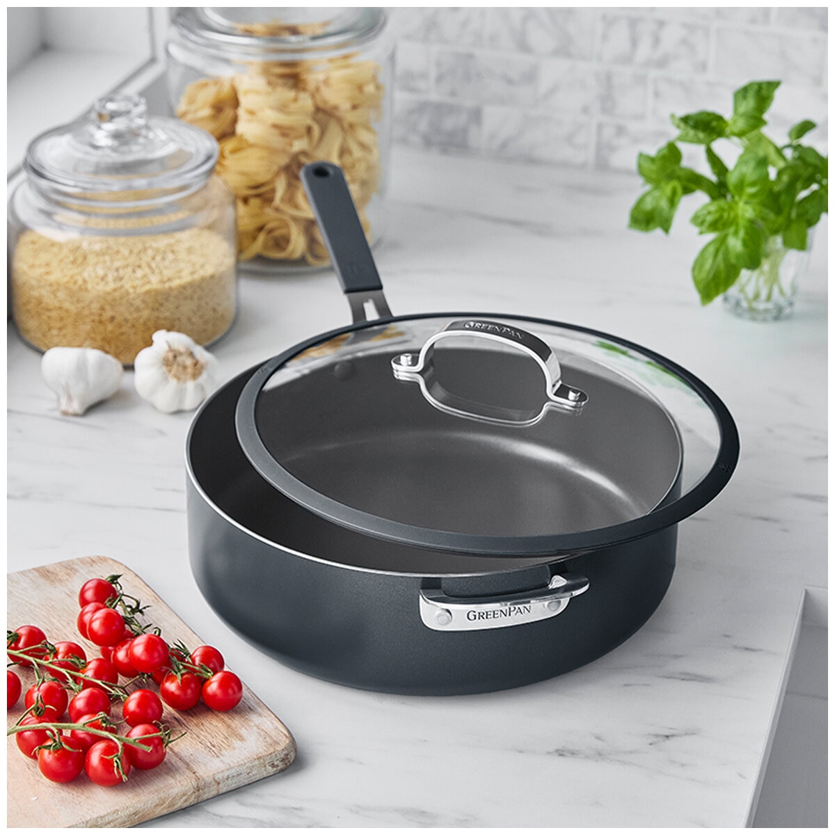 Greenpan Jumbo Saute Pan with Lid 6.15L Grey