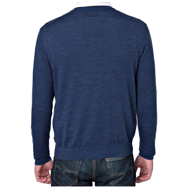 Rough Dress Men's VNeck Merino Wool Blend Sweater Blue Costco Australia