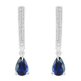 14KT White Gold 0.09ctw Diamond and Sapphire Earrings/