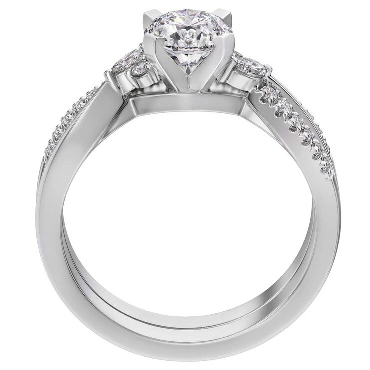 18KT White Gold 1.05ctw Diamond Bridal Ring Set