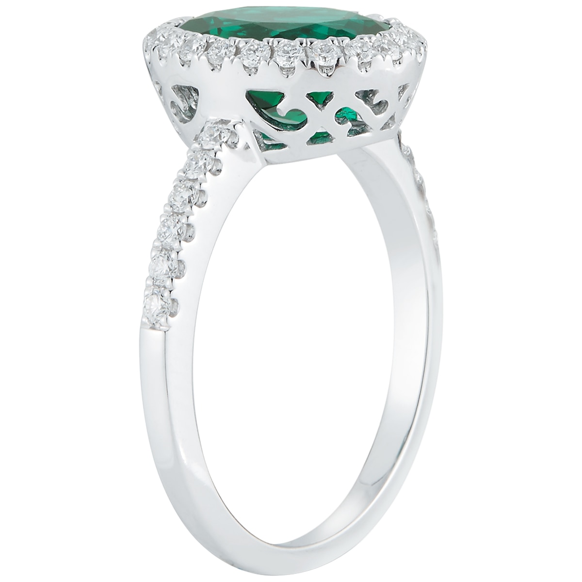 0.34ctw Diamond with Oval Lab Emerald Ring