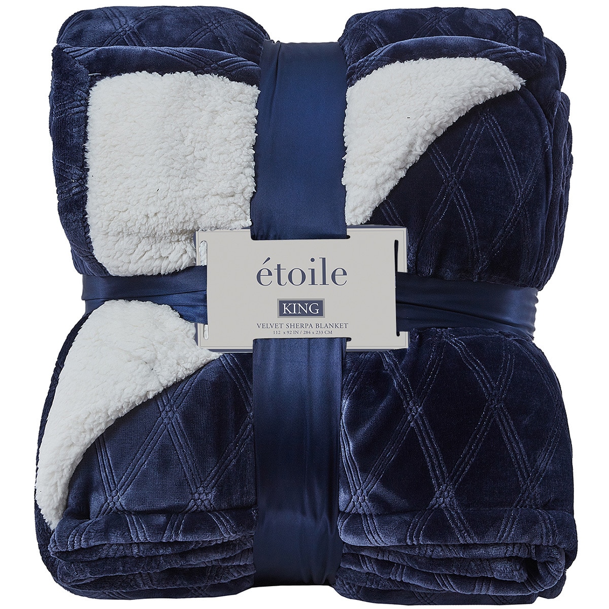 Etoile Velvet Sherpa Blanket (Size King) - Blue