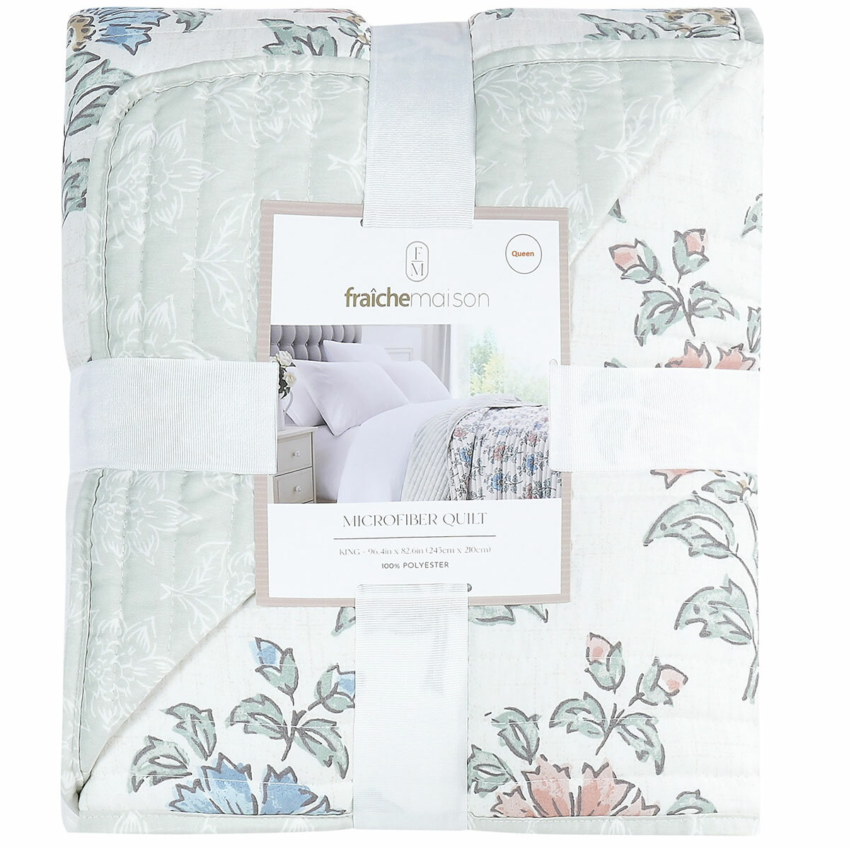 Fraiche Maison Microfiber Quilt Queen Blockprint