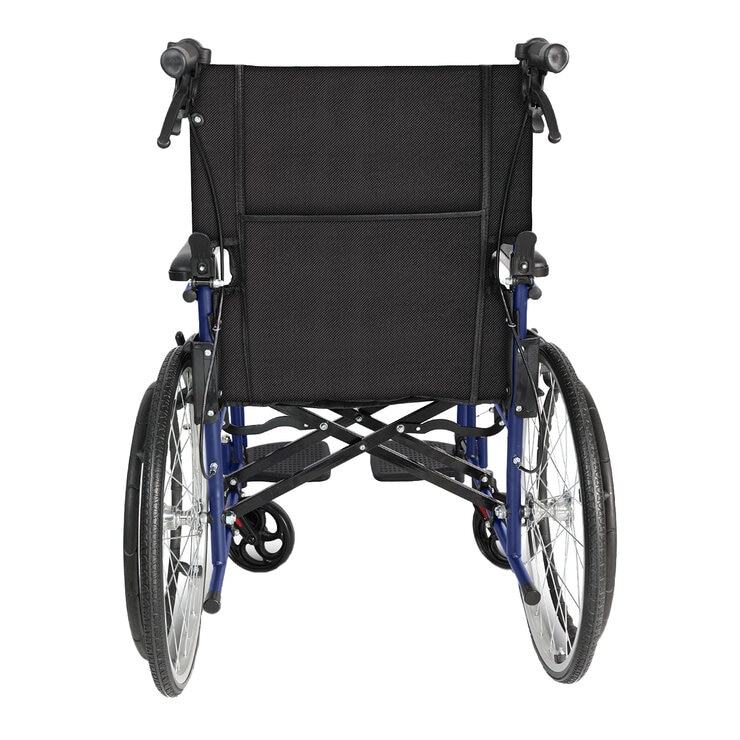 Altus Transport Wheelchair Lightweight Folding Self Propelled 20-inch Wheel - BLUE