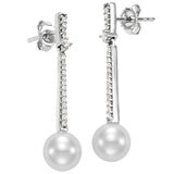 18KT White Gold 0.16ctw Diamond Cultured Freshwater Pearl Earrings