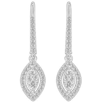 18KT White Gold 0.33ctw Round Diamond Drop Earrings