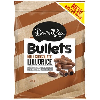 Darrell Lea Milk Chocolate Liquorice Bullets 850g