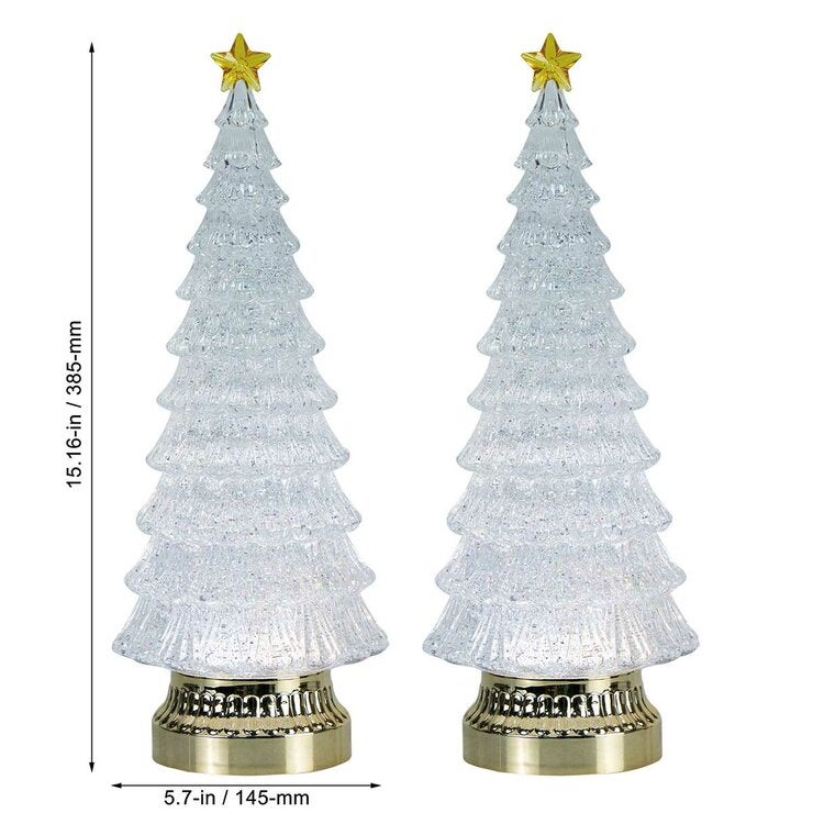 Glitter LED Christmas Trees Set of 2 Glitter LED Christmas Trees Set of 2