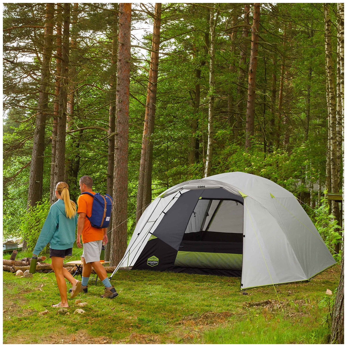 CORE 6 Person Lighted Blockout Tent with Full Rainfly | C